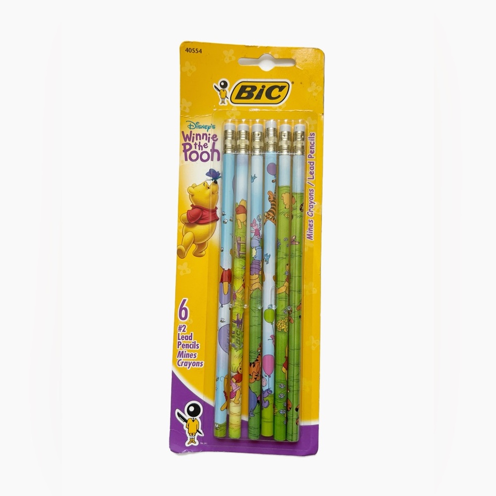 Vintage BIC Disney's Winnie the Pooh #2 Lead Pencil Set Of 6 1990s, USA